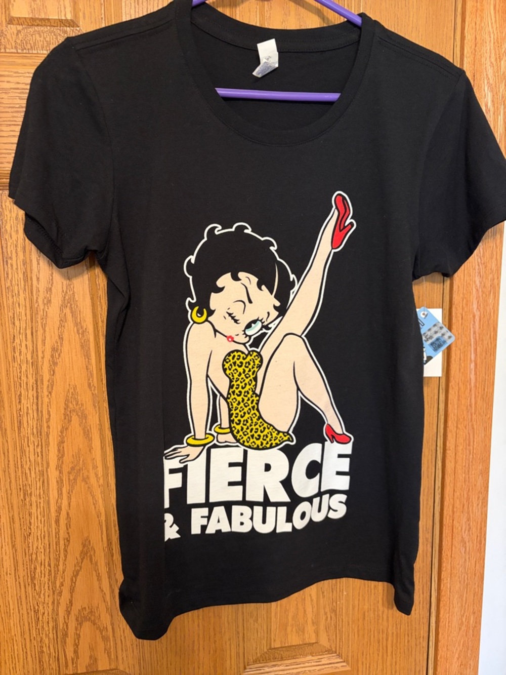 Betty Boop Black Tee with Red and Yellow Graphic